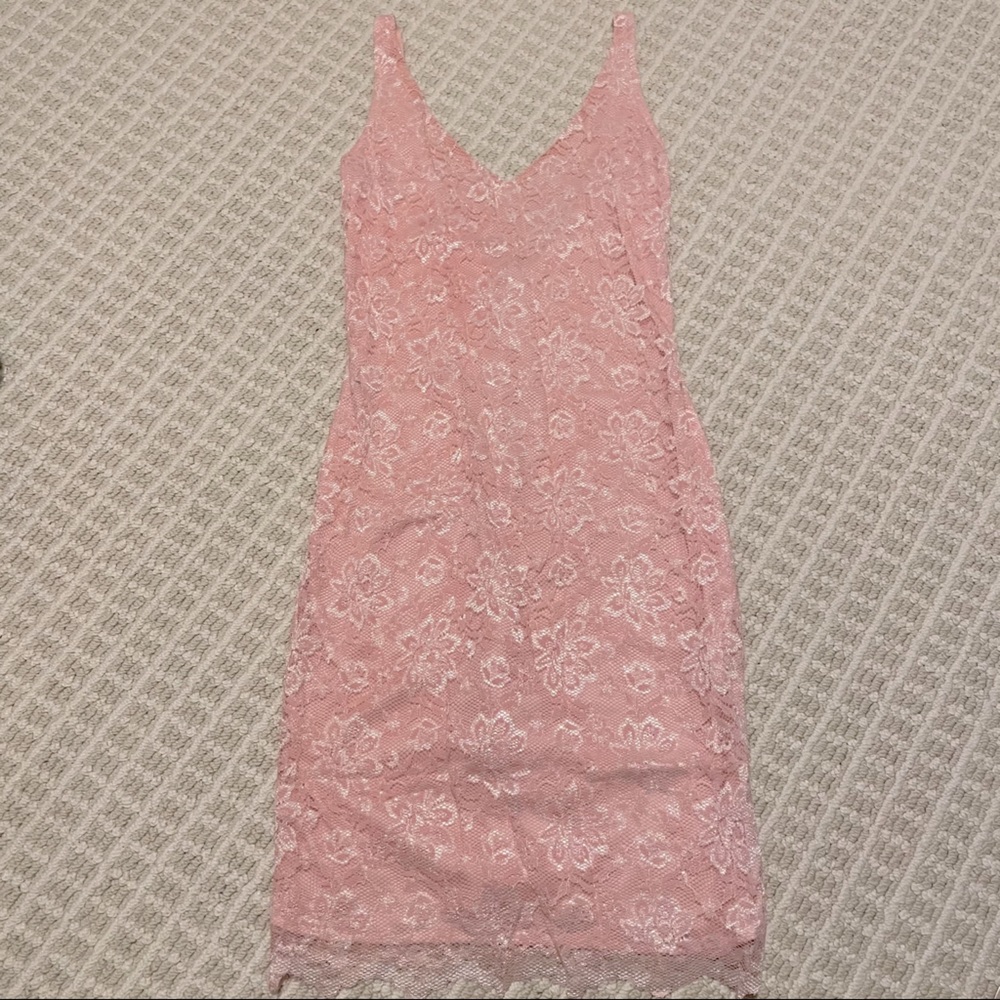 Short lace dress with detachable silk skirt